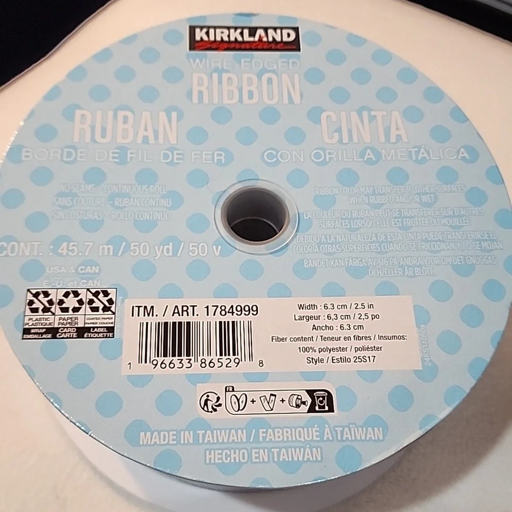 NEW 3 Rolls Patriotic Kirkland Wire-edged Ribbon, 150 yards total